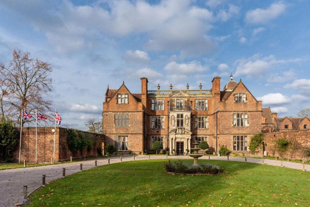 castle hotel with a bright sky